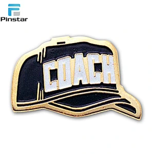 Fashion baseball cap custom hard enamel metal lapel pin badges for hat