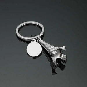 Customized 3D nice France Eiffel Tower metal key chain for wholesale
