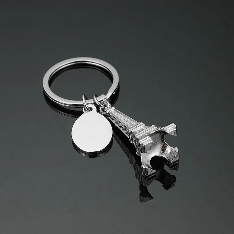 Customized 3D nice France Eiffel Tower metal key chain for wholesale