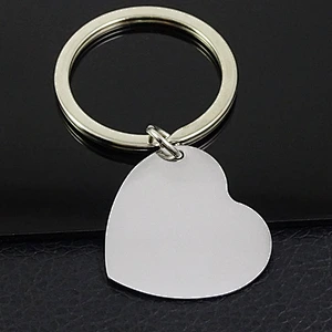 Cheap sliver heart shape custom logo metal key chain