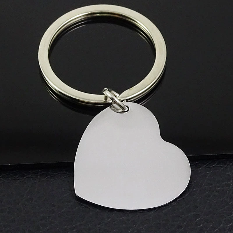 Cheap sliver heart shape custom logo metal key chain