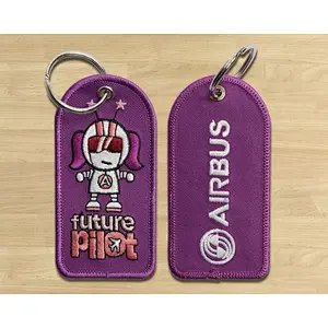 cheap custom logo woven embroidered embroidery patch keychain keyring key tag