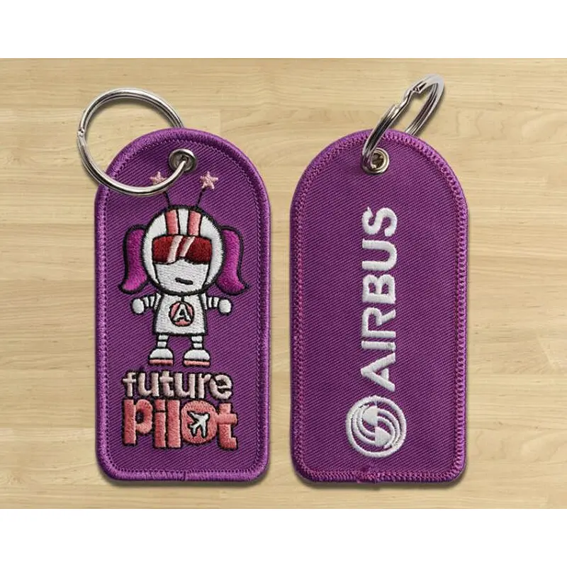 cheap custom logo woven embroidered embroidery patch keychain keyring key tag