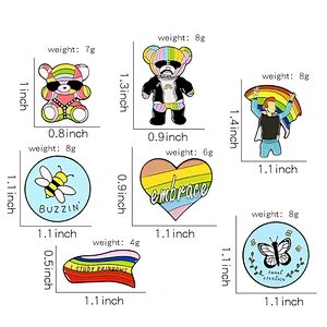 Factory Wholesale In Stock LGBT Pride Animal Rainbow Bear Enamel Lapel Pin