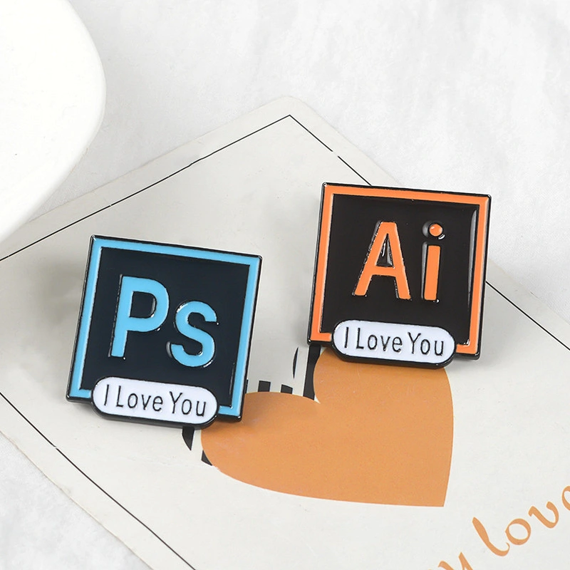 Personalized PS AI Logo Enamel Lapel Pin Badge