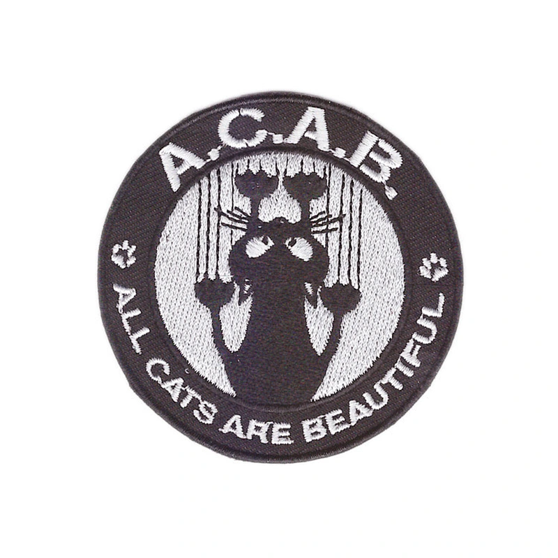 Little cute cat shape embroidery design patch iron on backing