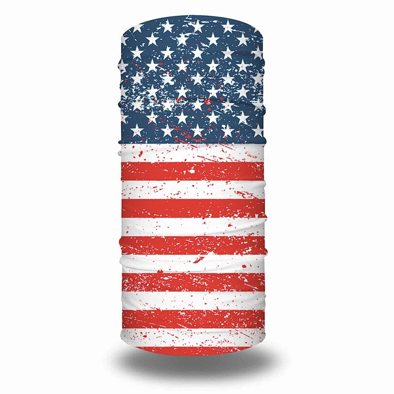 Wholesale In Stock High Quality Dustproof Bandana Head Scarf USA American Flag Seamless Bandana