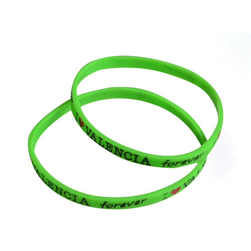 Suzhou Factory Colorful Logo Printed Custom Made Cheap Thin Silicone Bracelet