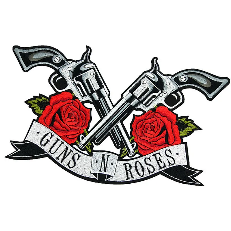 custom rose gun embroidery patch in stock