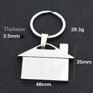 Blank House Shape Metal Keychain Custom Engrave Logo