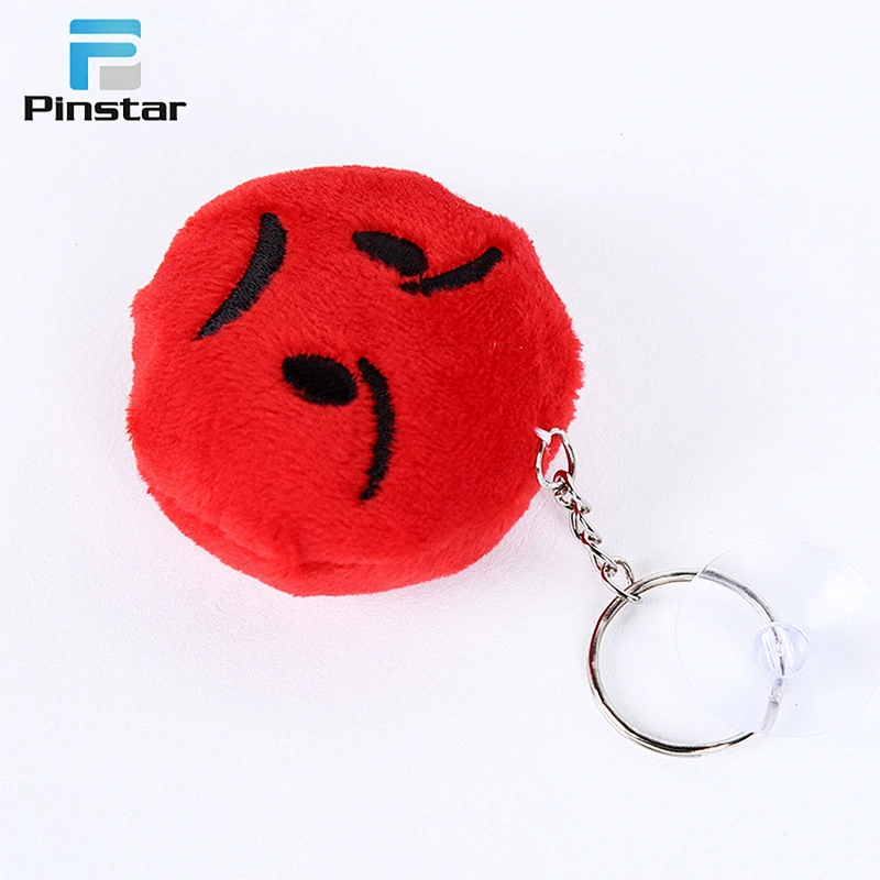 Promotional durable ghost image mini toy purple emoji plush keychains