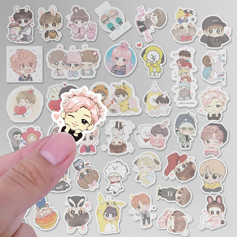 Factory Wholesale In Stock Adhesive Waterproof PVC Stickers Custom Shaped Cartoon BTS Sticker