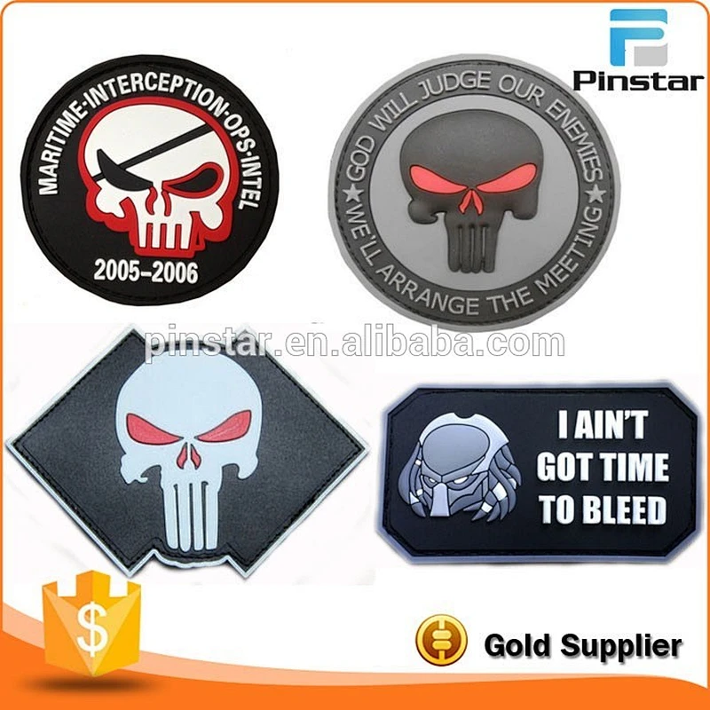 Make Your Own Design Cheap 3D Soft Rubber Custom PVC Logo Skull Patch