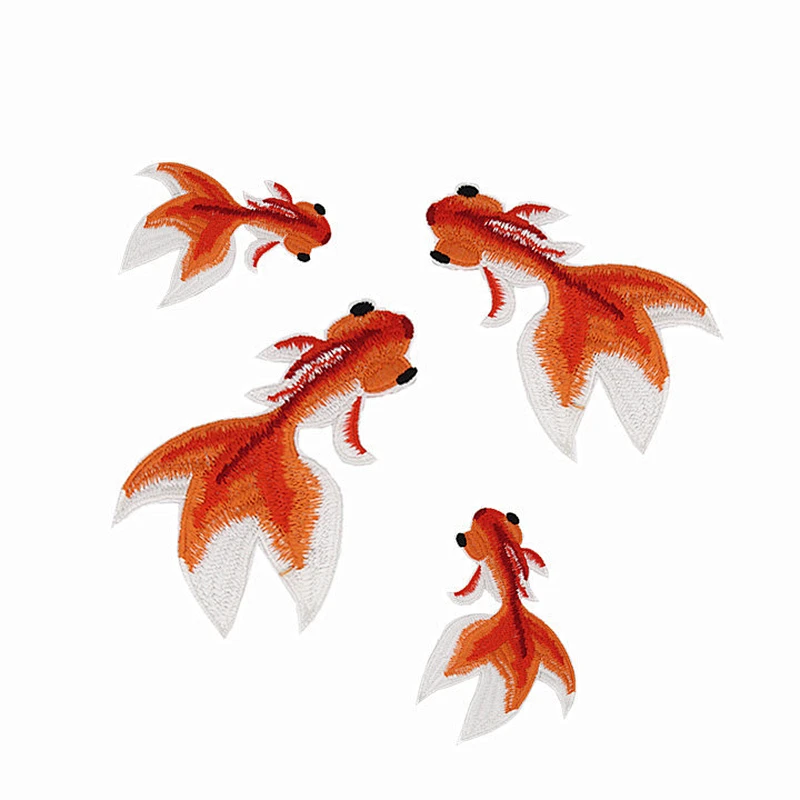 High quality goldfish custom embroidery patches iron on for clothing