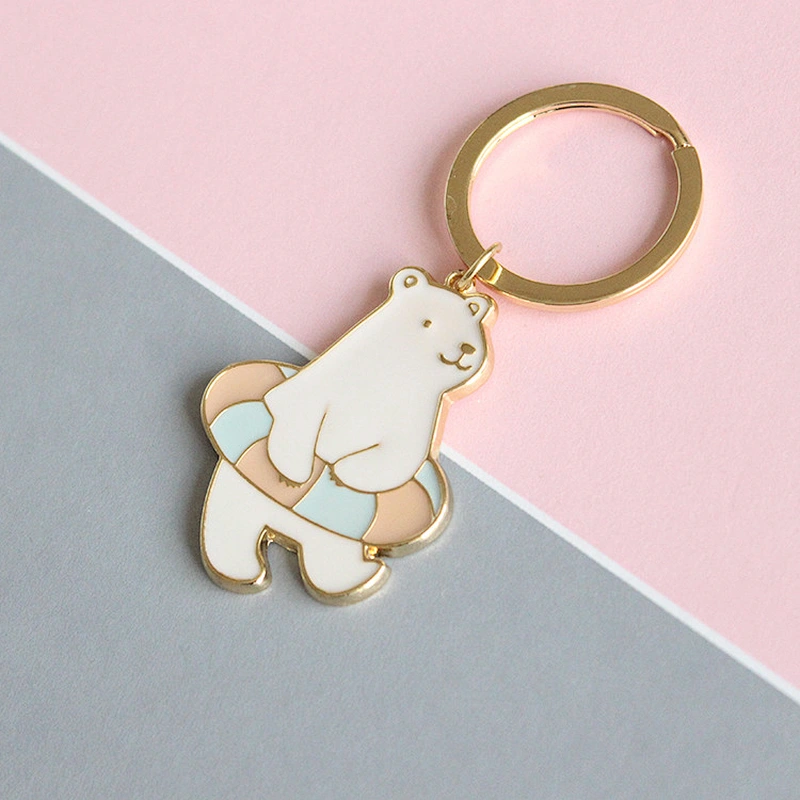 Korea Style Animal Bear Penguin Gold Metal Keychain