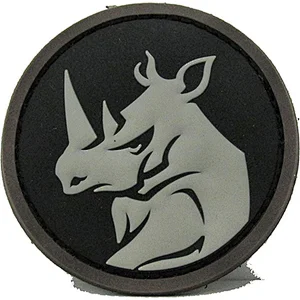 OEM round rhino shape custom rubber 3D soft pvc patch