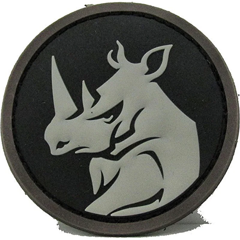OEM round rhino shape custom rubber 3D soft pvc patch