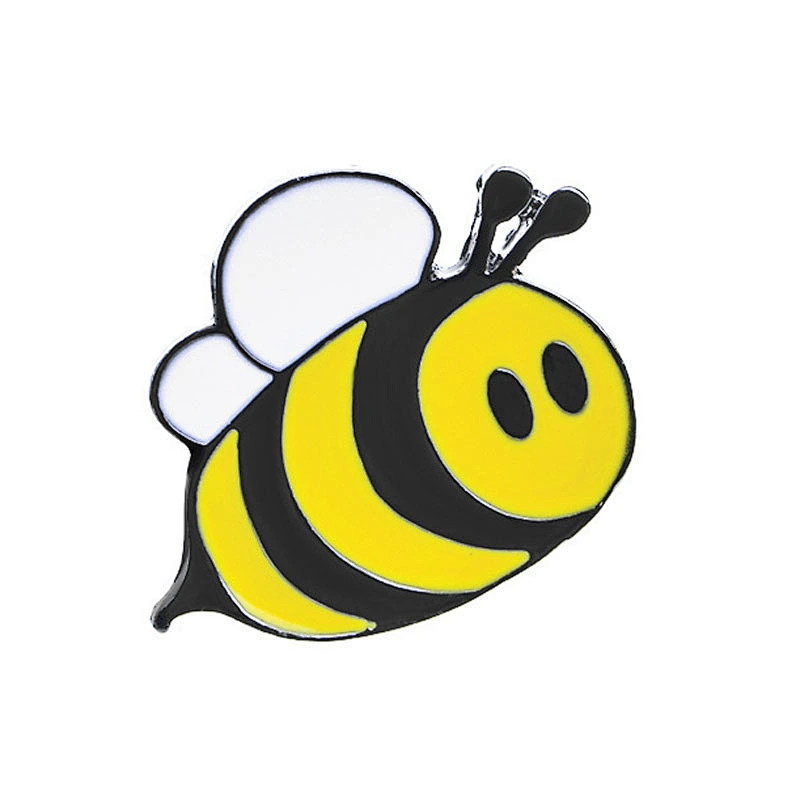 Factory Making Wholesale Cute Custom Carton Pins Black Yellow Enamel Honey Bee Pin