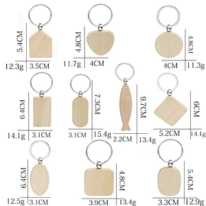 Wholesale In Stock Cheap Blank Wooden Keychains Custom Shape Wood Keychain