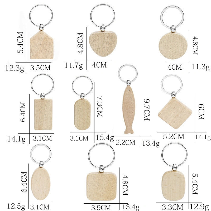 Wholesale In Stock Cheap Blank Wooden Keychains Custom Shape Wood Keychain