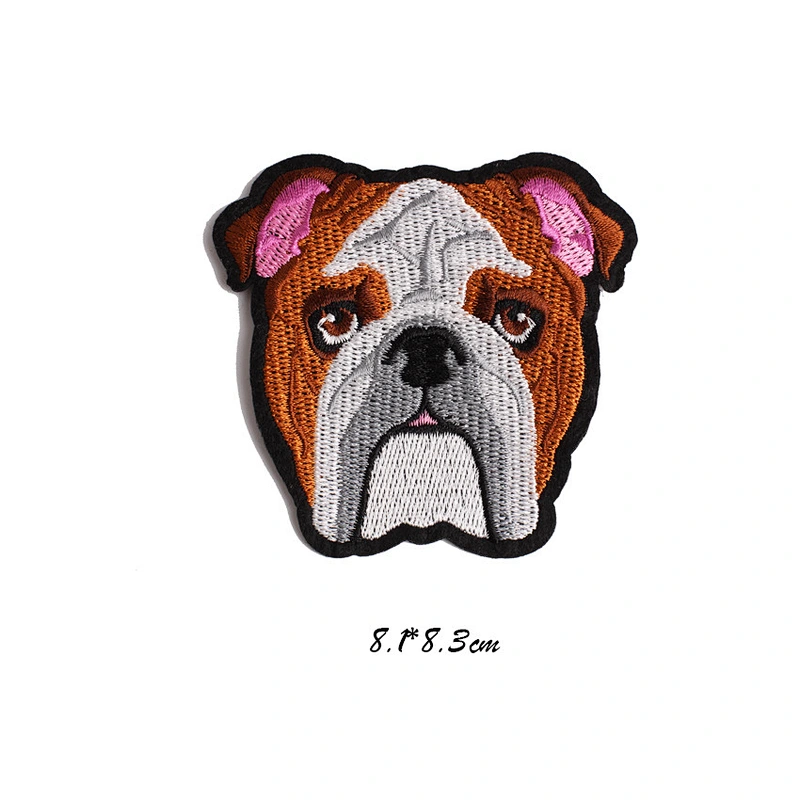 Wholesale cute bulldog shape embroidery patches