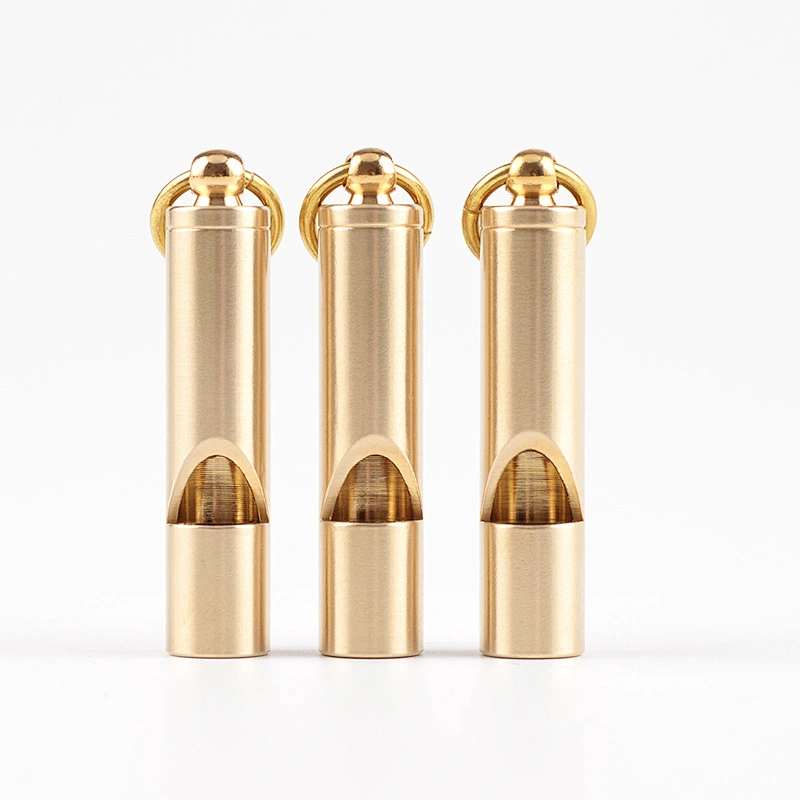 Nordic Style Brass Metal Pure Copper Whistle Keychain Outdoor Survival Whistles Pendant