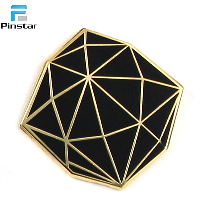 Factory Directly Sale Diamond Hard Enamel Metal Lapel Hat Pin with glitter