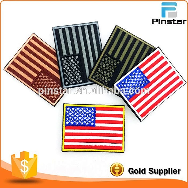 High Quality Iron-on Embroidery Patch in Stock Fashion American National Flag Embroidered Patches