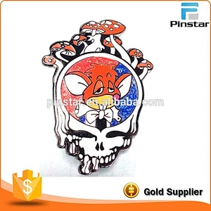 Mustom Flower Skull Metal Lapel Pin Badge Grateful Dead Hat lapel Pins