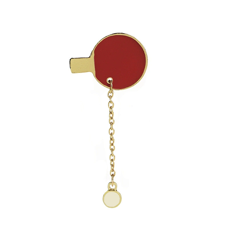 Mini Badminton and Table Tennis Sport Lapel Pin with Chain