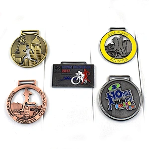 Factory Wholesale Cheap Promotional Aniqu Copper Plated Blank Medal with Ribbon Lanyard