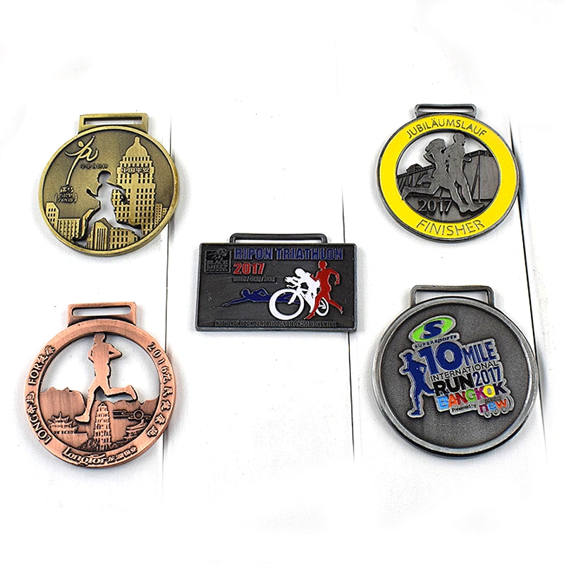 Factory Wholesale Cheap Promotional Aniqu Copper Plated Blank Medal with Ribbon Lanyard