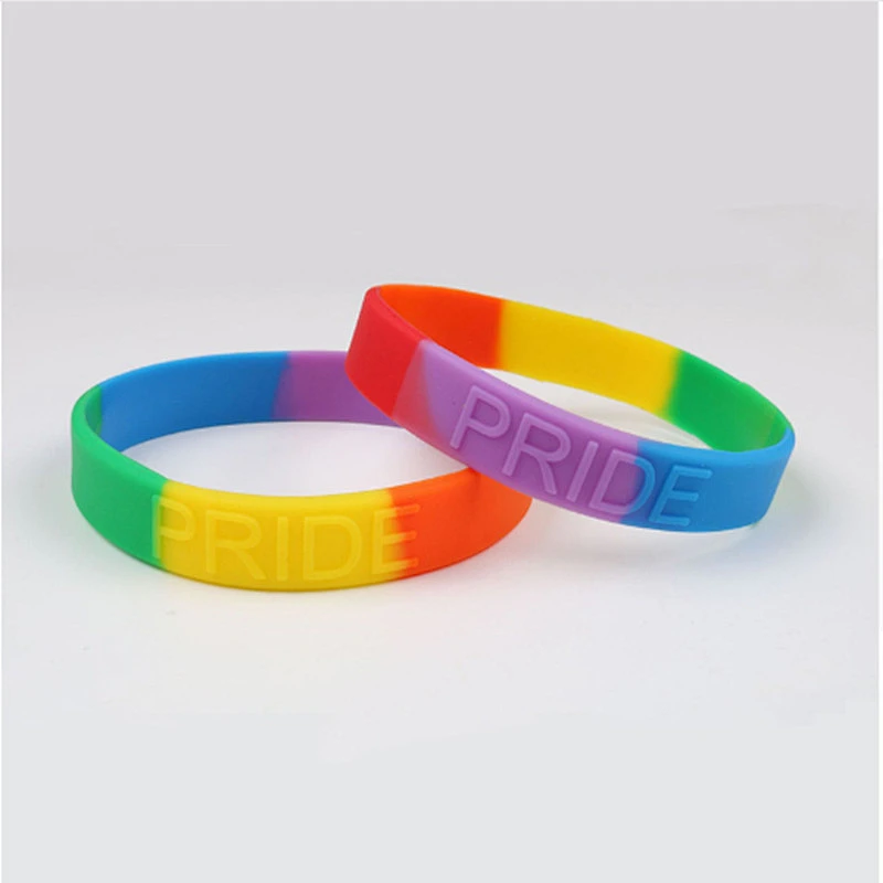 Wholesale In Stock LGBT Bracelets Gay Pride Silicone Band LGBT Rainbow Bracelet