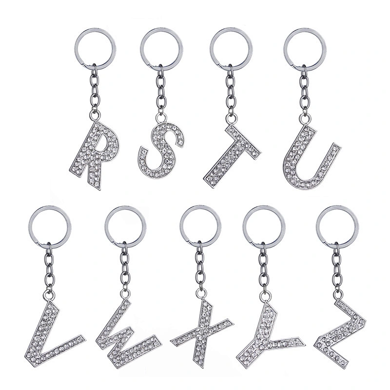 Wholesale In Stock No Mold Fee Diamond Alhabet Letters Letter M Keychain