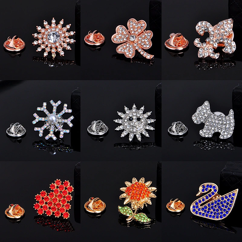 Swan Sunflower Heart Star Crown Brooch Collar Rhinestone Pin for Women
