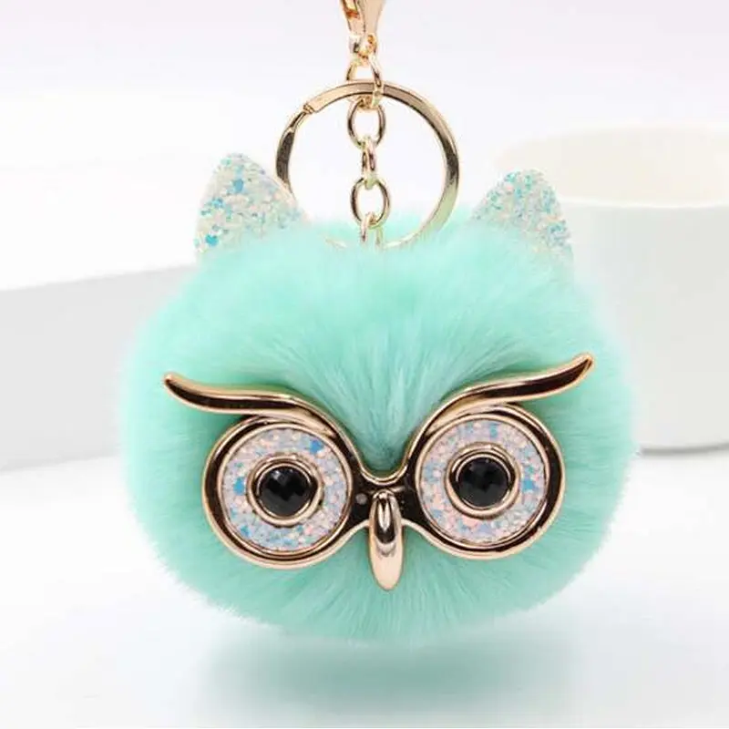 In stock new design key chain Fur pom pom keychain