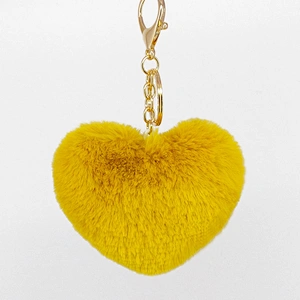 Decorative Korea Promotional Gift Custom Pompom Heart Fur keychain