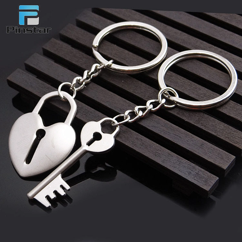 Customized engraved heart shaped cute couple letter keychains