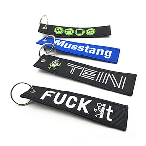 Factory Making Company Brand Logo Embroidered Keychains Custom Design Woven Embroidery Keychain