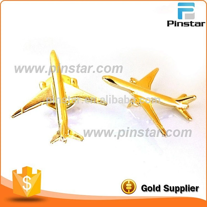 Custom gold plated zinc alloy metal airbus badge
