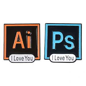 Personalized PS AI Logo Enamel Lapel Pin Badge