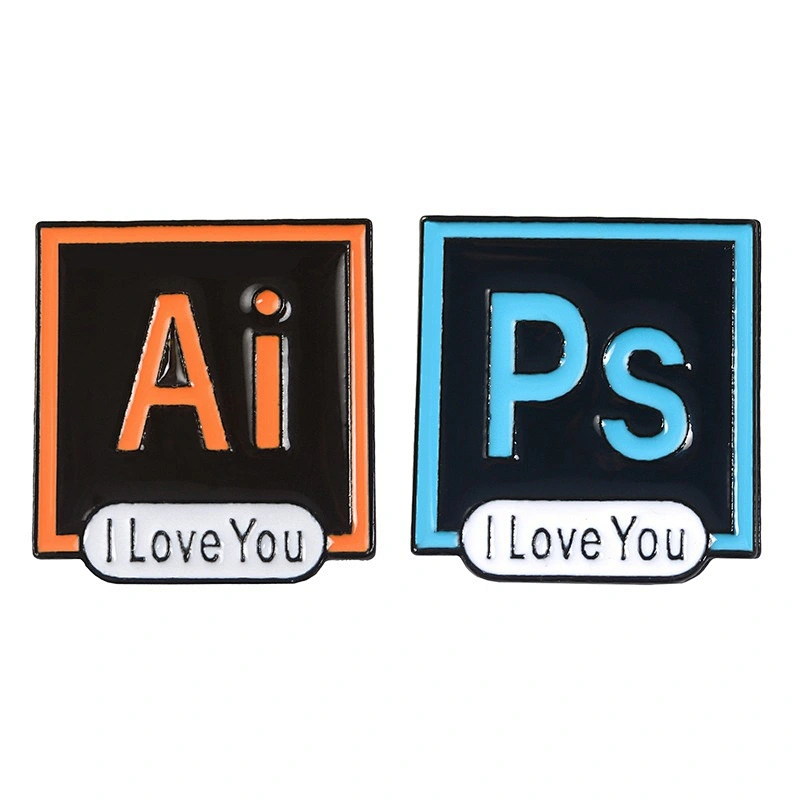 Personalized PS AI Logo Enamel Lapel Pin Badge