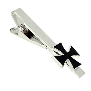 100% Factory Modern Personalized Black Metal Silver Cross Suit Tie Bar