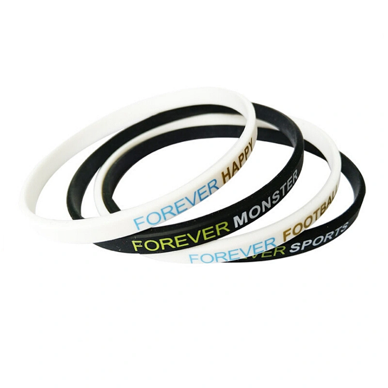 Kunshan Black White Engraved Letter Number Cheap Custom Silicone Bracelet