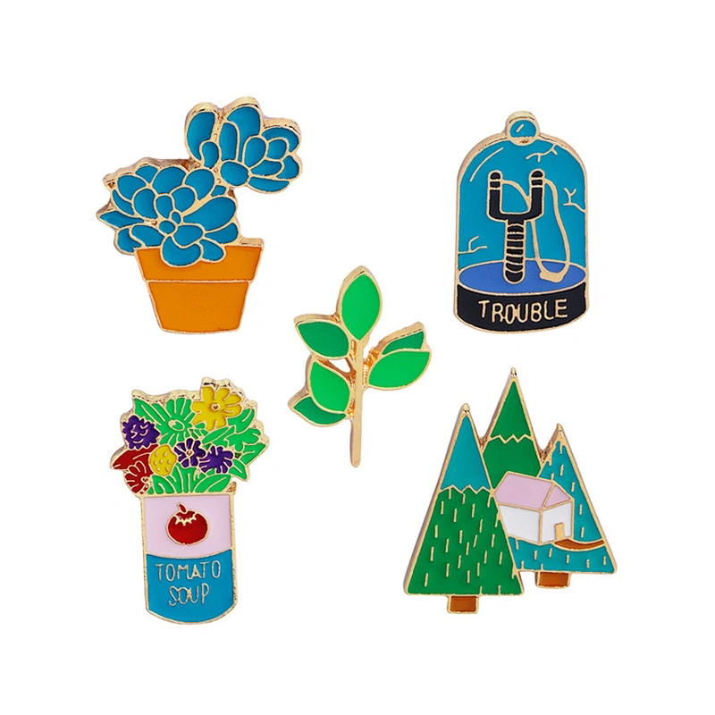 Summer Fashion Fresh Style Brooch Flower and Tree Enamel Lapel Pins