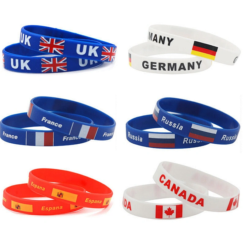 Promotional Eco-Friendly Country Usa Flags Rubber Silicone Bracelet