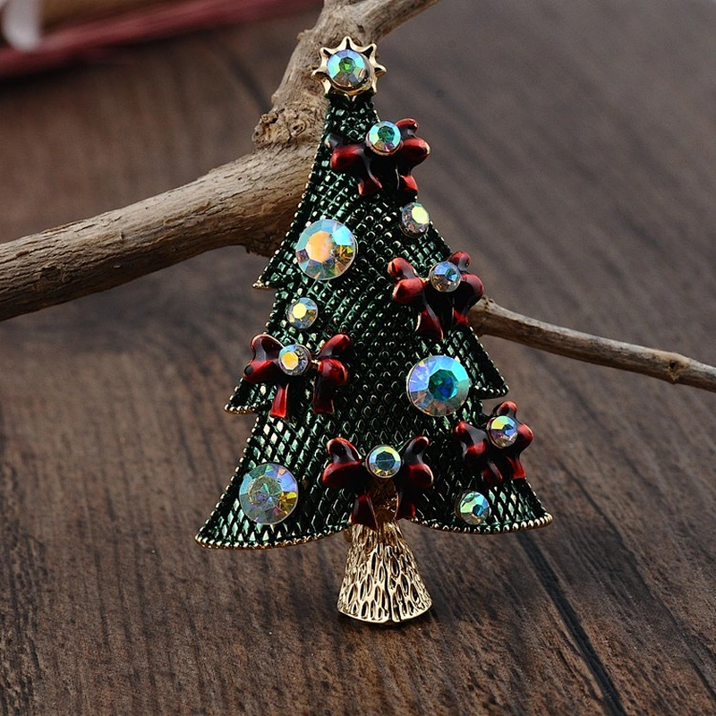 Wholesale High Quality Vintage Rhinestone Enamel Christmas Brooch