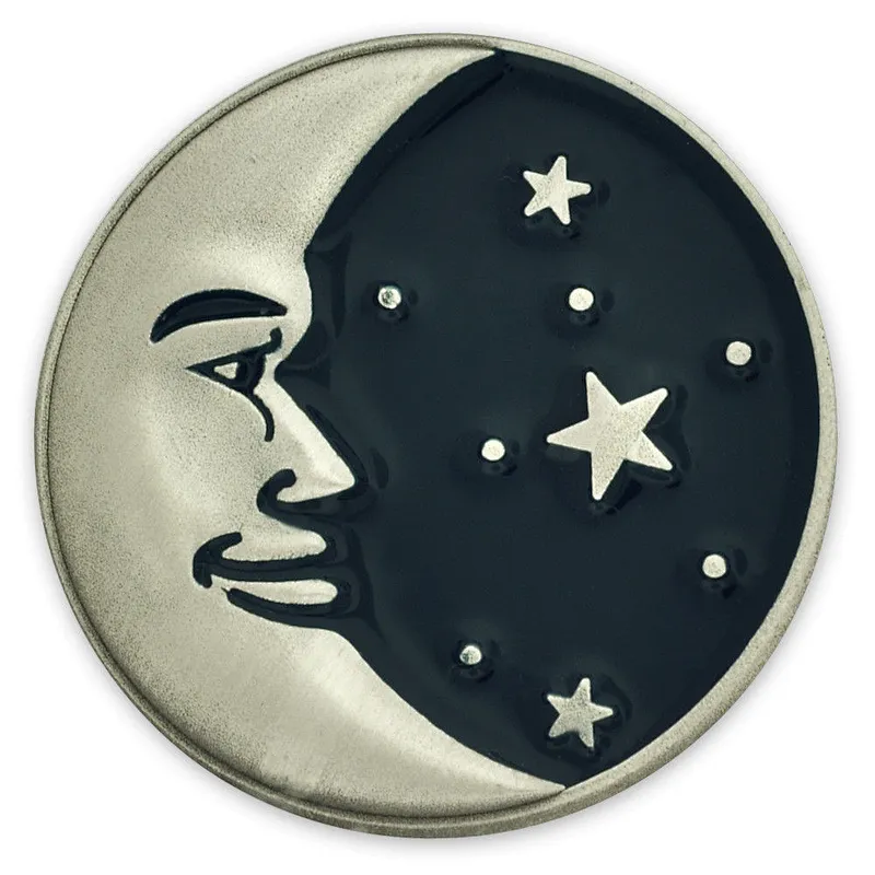 Astrology Moon Face and Stars Enamel Lapel Pin