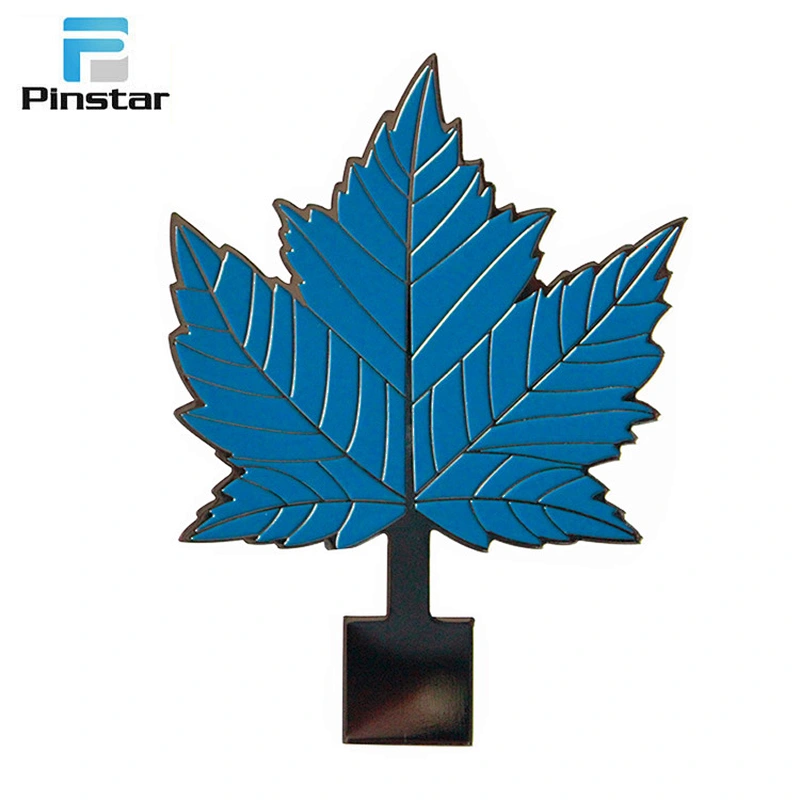 Factory direct selling good productions blue leaf lapel pin badges