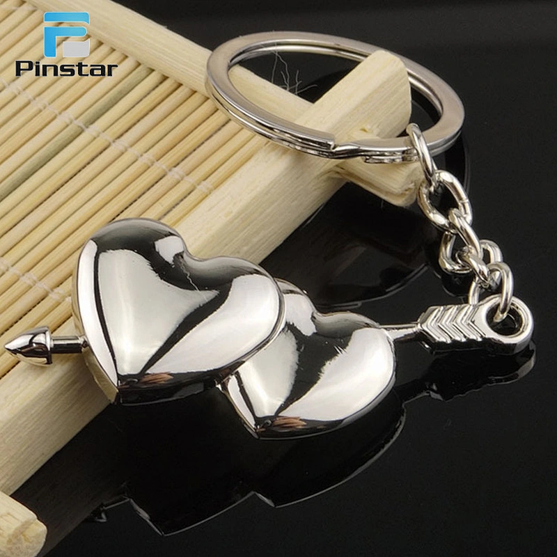 No minimum custom metal wedding gift heart shaped keychain